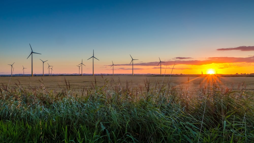 Sunset at a Wind Farm in Lincolnshire