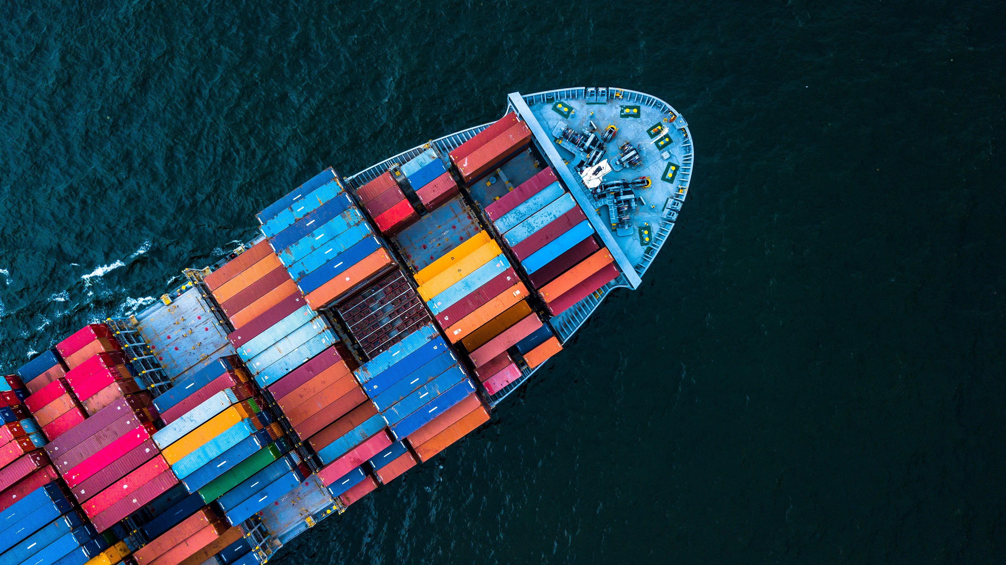 Container being carried at sea