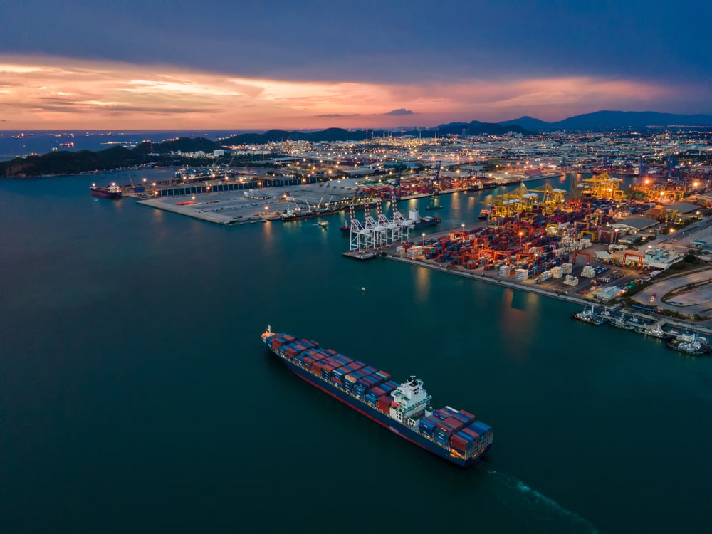 Container Ship Leaving Port