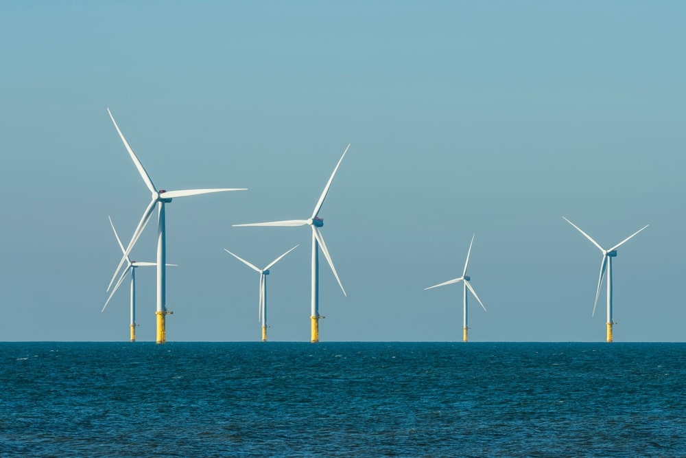 View of the Offshore wind power systems off the western coast of Taiwan.