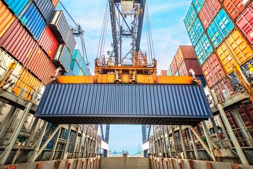 Cargo being unloaded at a Port.